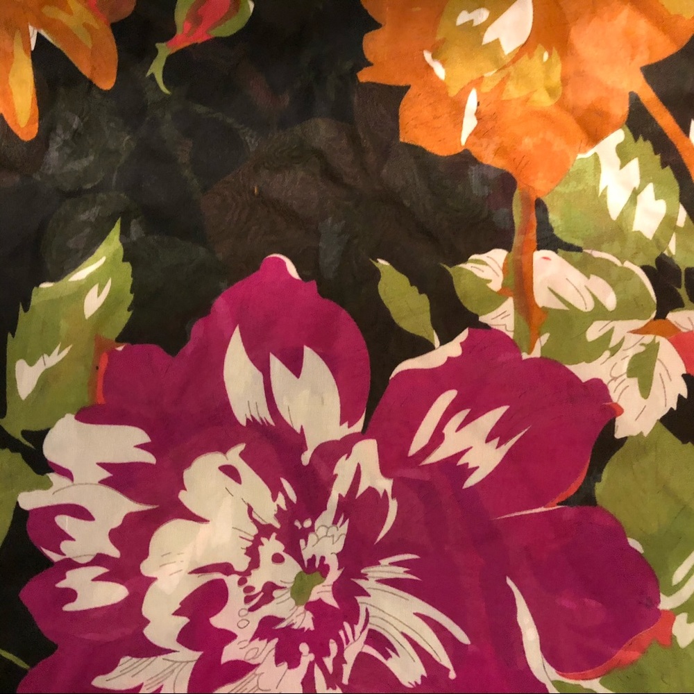 Max Studio Floral Scarf Black Bright - Picture 5 of 7